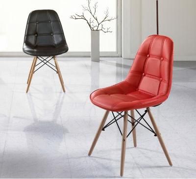 Modern Beech Wood Legs PU Leather Comfortable Dining Chair