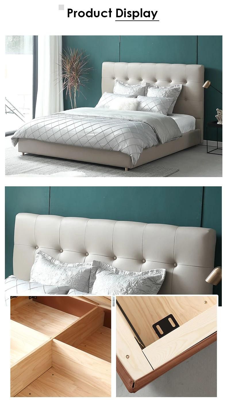 Modern Bedroom Lenon Furniture King Microfiber Leather Bed