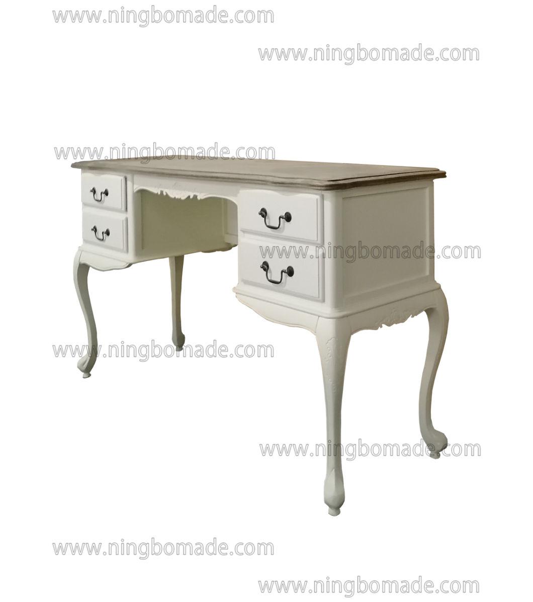 Nordic Louis Style Household Furniture Natural Top and Louis White Down Dresser Table