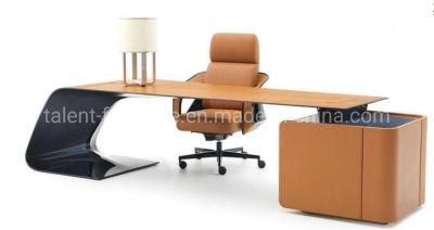 High Quality Desks Executive Office Furniture Bugatti Curved Geometrical Shape Desks Leather Desk (BJD-2809S)