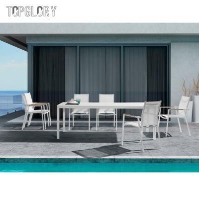 Modern Outdoor Furniture Home Hotel Restaurant Patio Garden Sets Aluminum Frame Dining Table and Chair Set