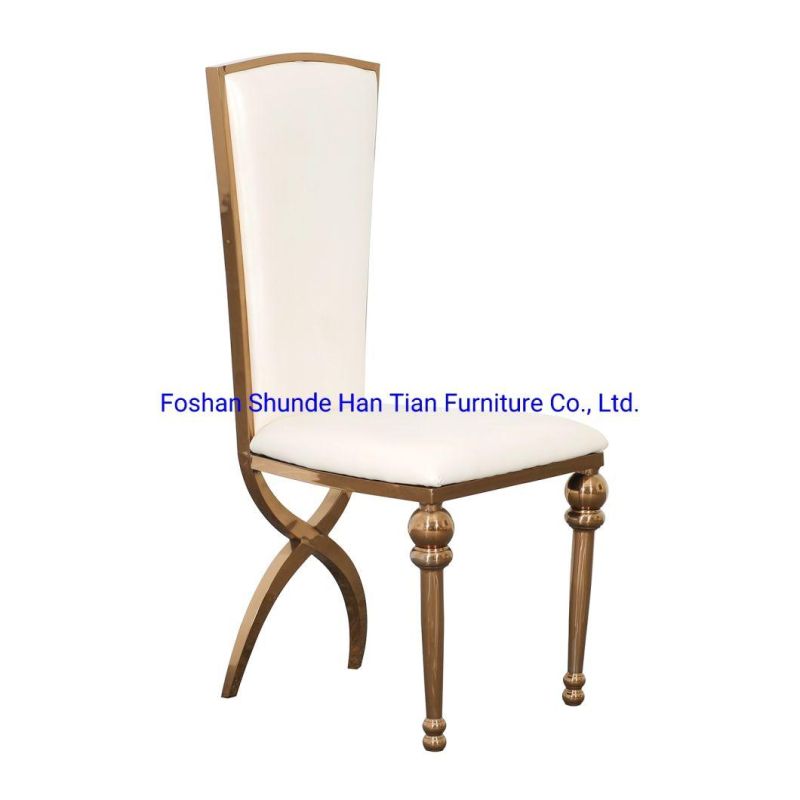 Hantian China Furniture Supplier High Back Gold Stainless Steel Banquet Chairs