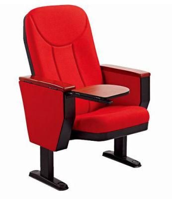 Solid Wooden Armrests Cinema Church Fabric Leather Folding Auditorium Chair