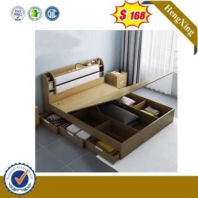 Natural Color Simple Furniture Bedroom Sets Home Hotel Wooden Sofa Bed with Drawer