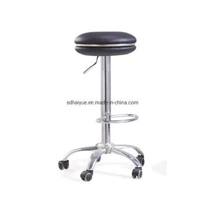 Swivel Round Seat Rolling Laboratory Stool with Footrest