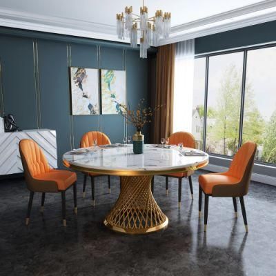 Wholesale Modern Home Stainless Steel Marble Restaurant Table Dining Furniture Set