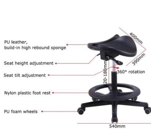 High Quality Leather Saddle Dental Stool for Dentist