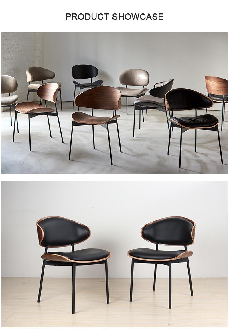 Modern Metal Dinner Kitchen Furniture Wood Hotel Single Leather Chair