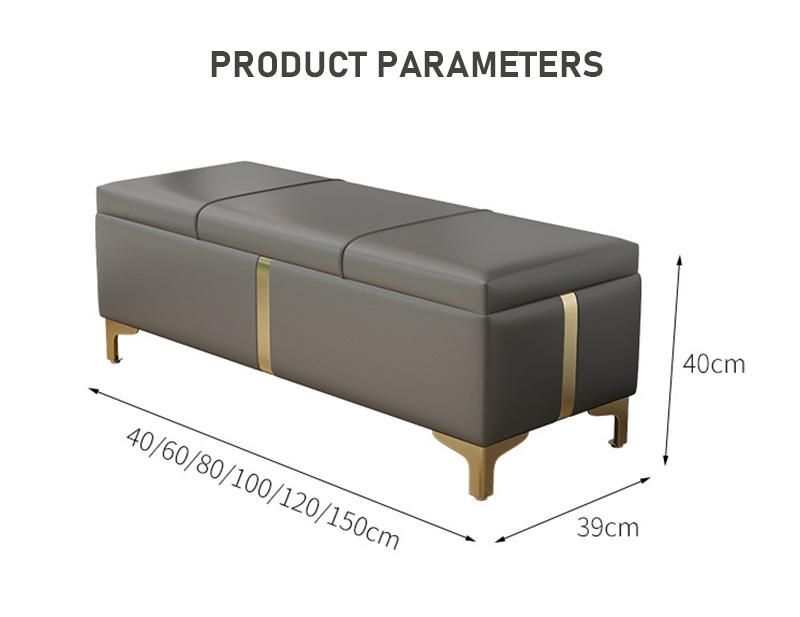 Minimalist Light Luxury Sofa Stool Strip Storage Stool PU Bed End Stool for Bedroom Furniture