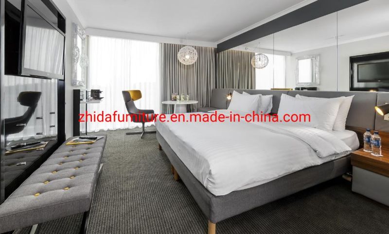 Zhida Factory Wholesale Commercial Hotel Apartment Bedroom Furniture Bed Furniture King Size Big Leather Headboard Wall Bed Unit