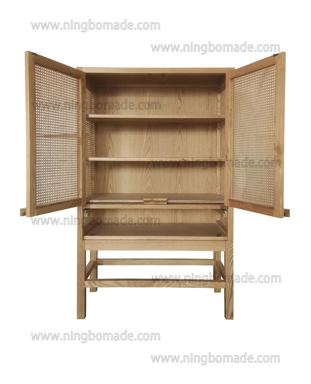 Elegant Rattan Upholstery Furniture Nature Ash Rattan Storage Cabinet