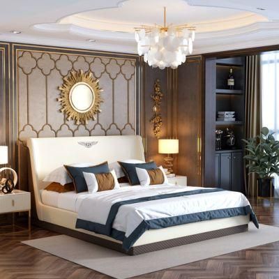 Modern Home Furniture Marble Night Table Bedroom Leather King Bed