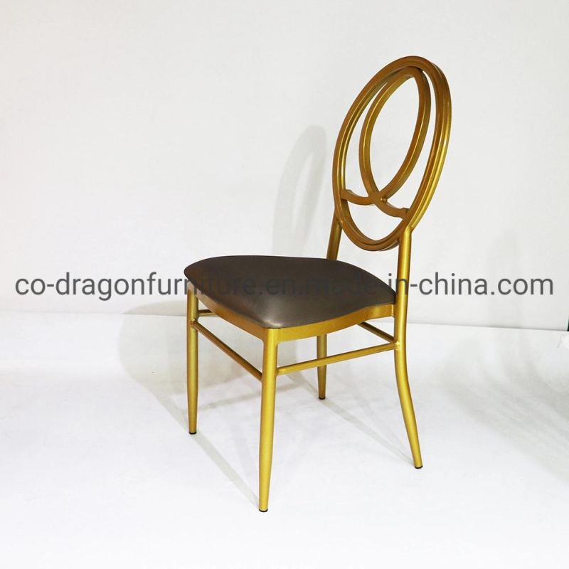 Chinese Wholesale Market Dining Furniture Steel Wedding Chair with Leather