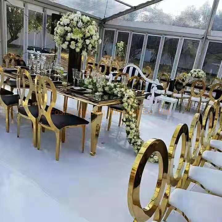 Modern Background Chair Dining Room Wedding Restaurant Hotel Chair Stainless Steel King Throne Marble Top Table Chair