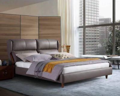 Fashion Modern Living Room Furniture Leather Bedroom Bed Wooden Frame