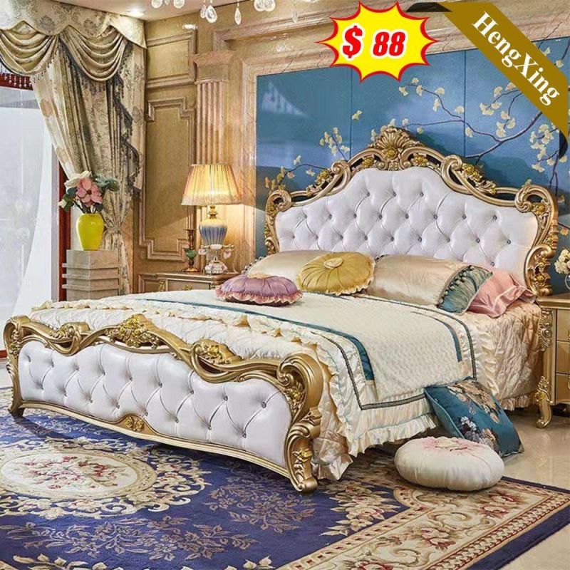 Modern Factory Bedroom Set Furniture Double King Queen Leather Beds with Mattress