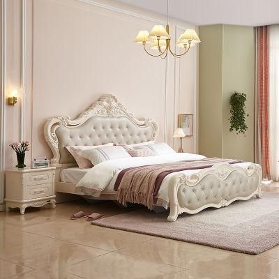 Quanu 121515 Best Luxury Royal Leather Carved European Style Carving Bed French Style Furniture