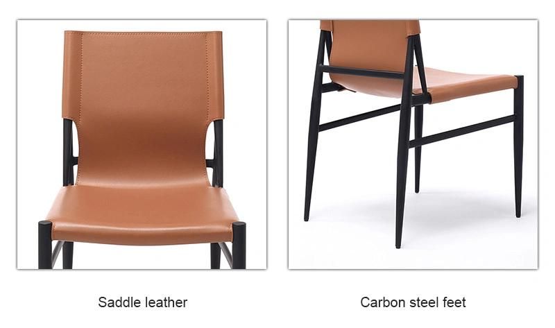 Nordic Modern Design Dining Furniture Leather Metal Leg Hotel Living Room Chairs