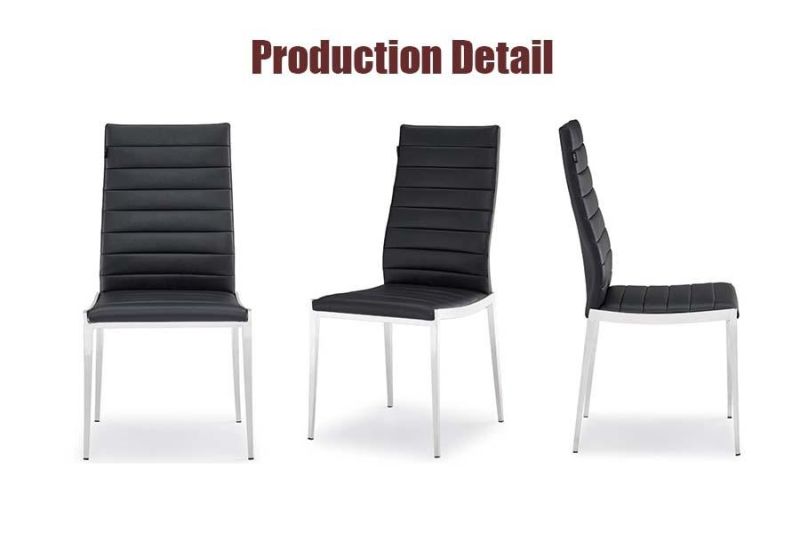 Modern Home Outdoor Living Room Furniture Office PU Leather Steel Dining Chair for Office