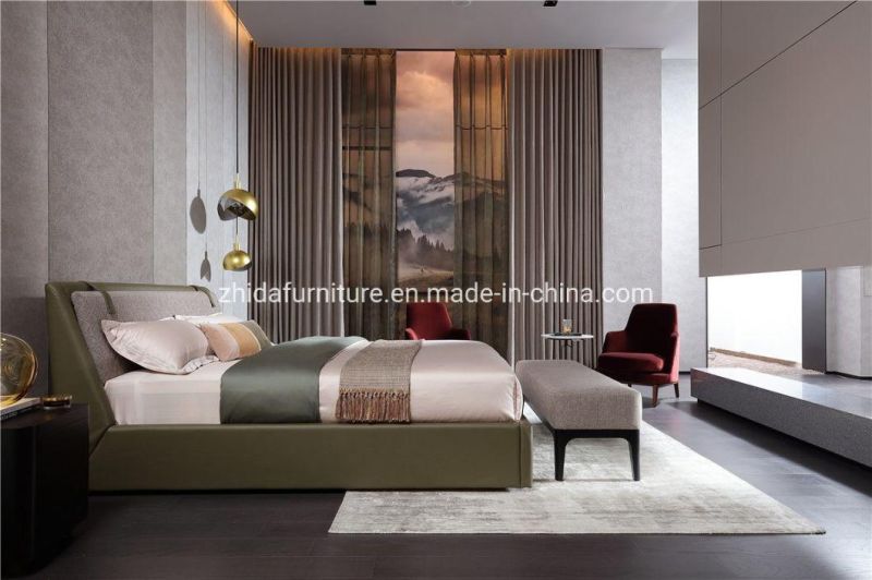 Bedroom Furniture Upholstered King Size Microfiber Bed with Storage