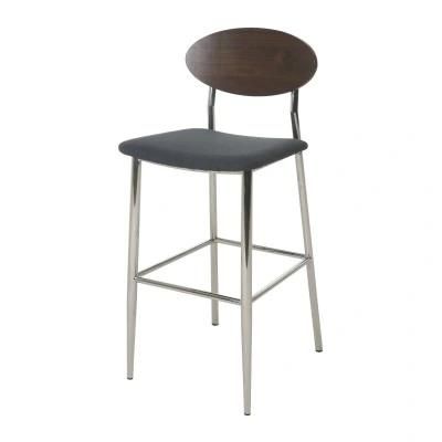 Club Barchair Walnut Fix Barchair Stainless Steel Barstool Kitchen Furniture