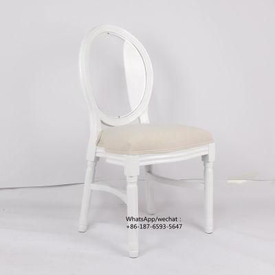 White Wood Banquet Louis Chair with Transparent Back