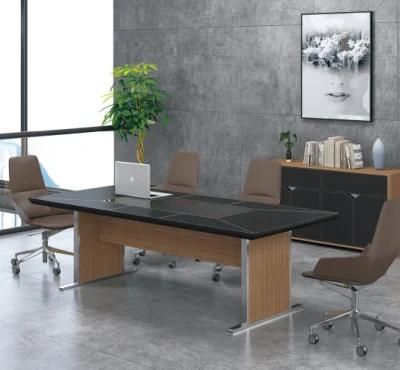 Popular Boardroom Office Conference Table with Leather Faced Table Top