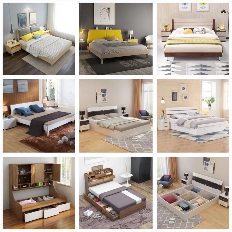 Japanese Living Room King Size Bed Lighted Wood Platform Bed Bedroom Furniture Sets