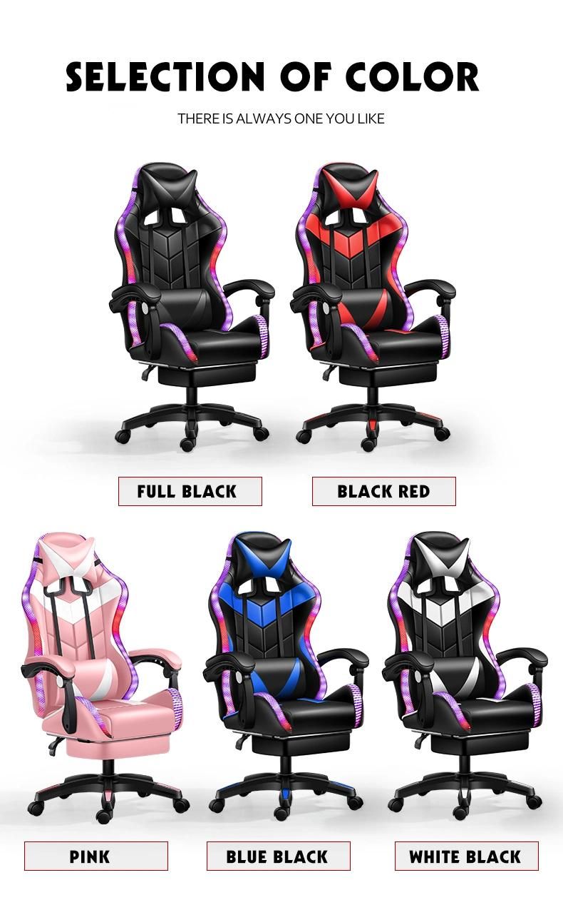 CE Approval Anji Cheap PU Leather Reclining Speaker Gaming Chair Adjustable RGB Silla Gamer with Foot Rest