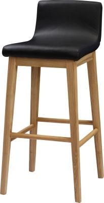 Stylish Eco-Friendly Wooden and Leather Upholstery High End Wood Bar Stool