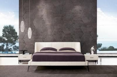 Top Selling Leather Bed Sofa Bed Upholstered Bed Home Furniture Modern Furniture Bedroom Furniture in Italy Style