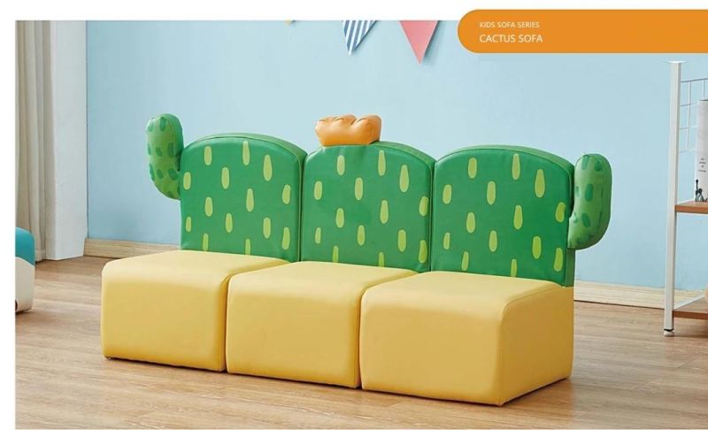 Household Kid Sofa and Cute Indoor Soft Sofa, Kindergarten Classroom Seating Sofa, Cartoon Design Preschool Sofa, Colorful Child PU Leather Sofa, Baby Sofa