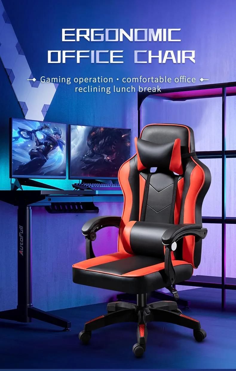 Factory Wholesale Leather Adjustable Reclining S LED Light Racer RGB Silla Gamer E-Sports Chair Gaming Chair with Footrest