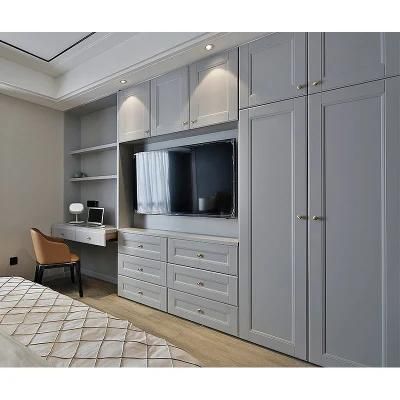 New Design Leather Material Modern Wooden White Wardrobe