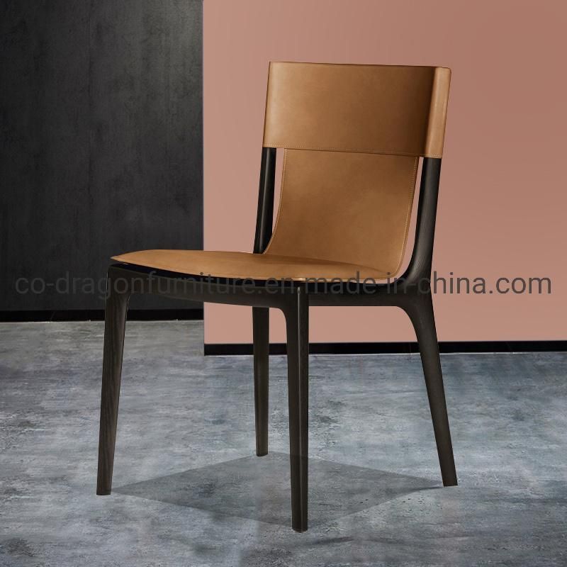 Popular European Style Wooden Legs Leather Dining Chair Furniture