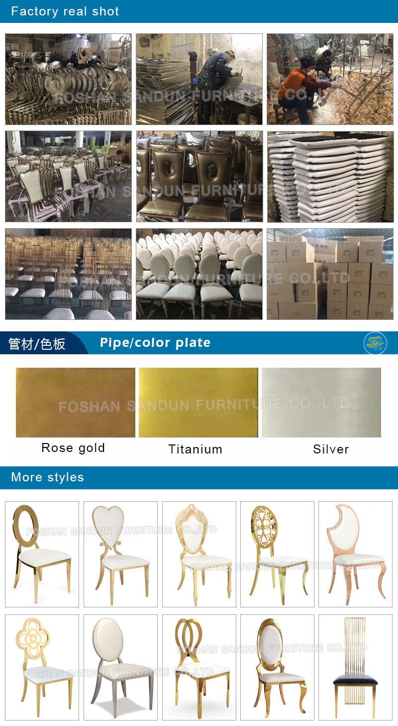 China Factory Wholesale White PU Leather Gold Frame Stainless Steel Furniture Dining Chair