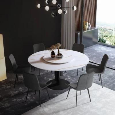 Simple Rectangular Modern Marble Stone Table Home Metal Dining Furniture Set