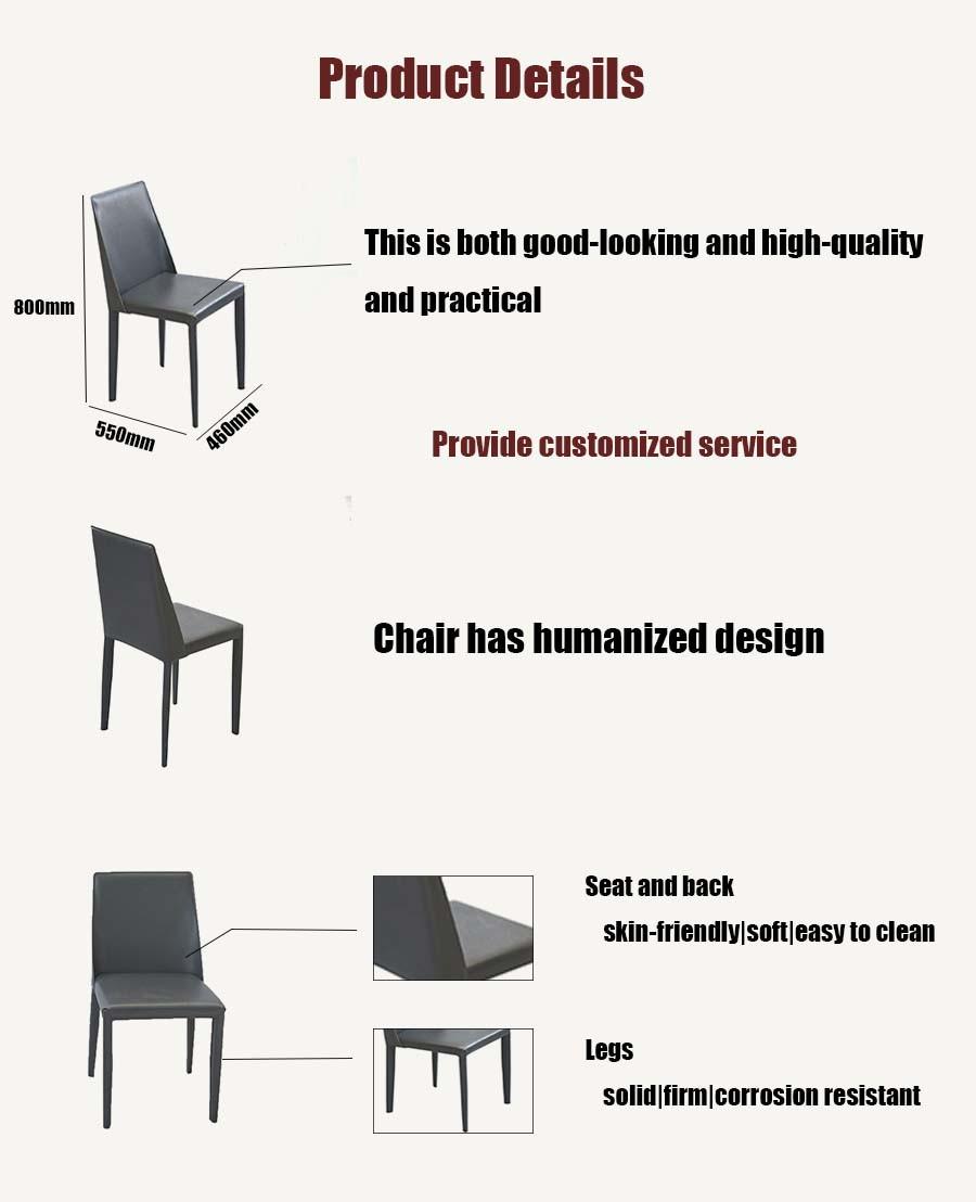 Modern Nordic Steel Sofa Chair PU Leather Dining Chair for Banquet Wedding Hotel Restaurant