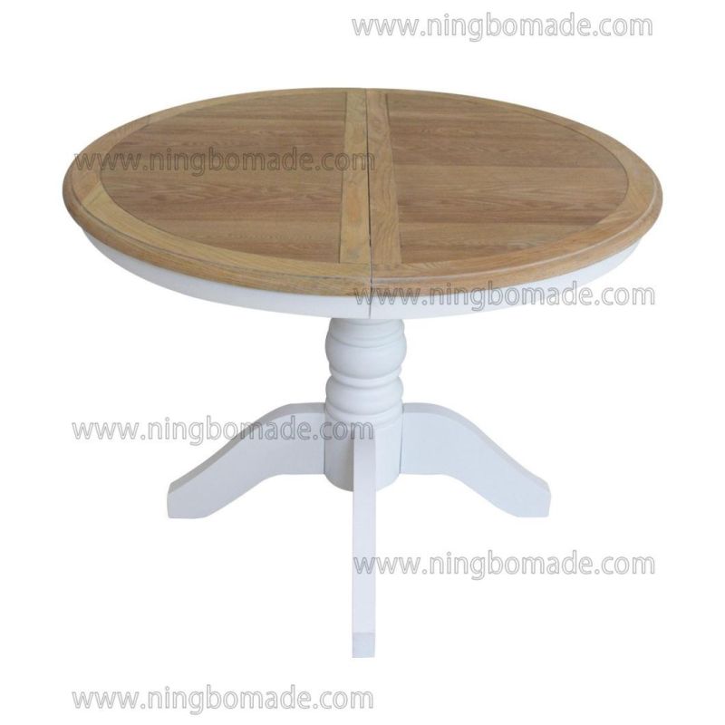 Hot America Oak Nature Wood Louis White Round Nordic Extension Dining Table