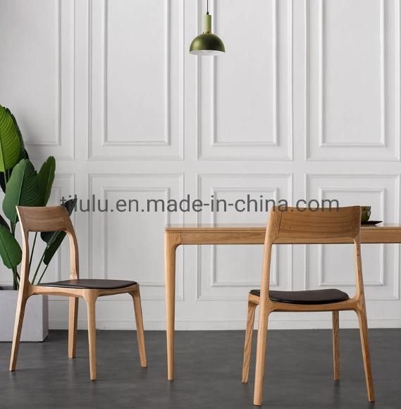 Modern Accent Wholesale Restaurant Cafe Wooden Dining Chair Solid Wood Leather Upholstered Dining Room Home Furniture