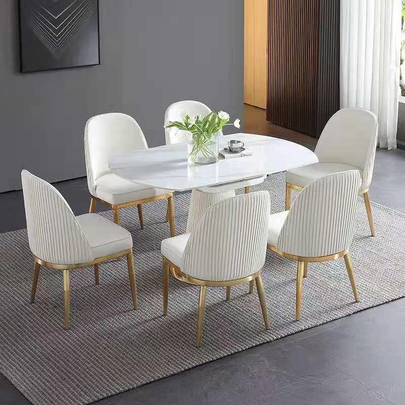 Dining Room Funirutre Restaurant Chair Golden Stainless Steel Leather Dining Chair