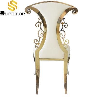 Modern Restaurants Stainless Steel Gold High Back Leather Chairs