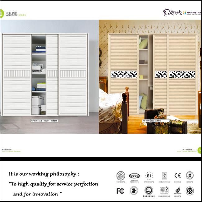 Oppein White Emboss Wood Bedroom Wardrobe