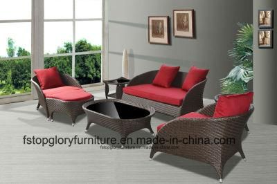 Aluminum Frame PE Flat Rattan Outdoor Sofa Table Set Furniture