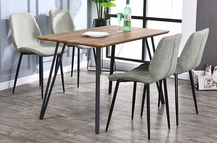 Leather Metal Base Living Coffee Dining Chairs
