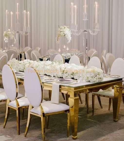 Modern Background Chair Dining Room Wedding Restaurant Hotel Chair Stainless Steel King Throne Marble Top Table Chair