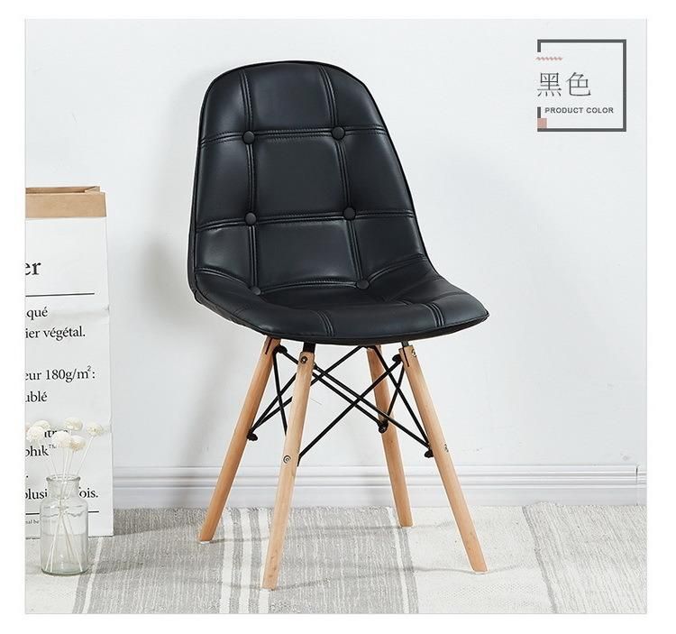 Modern Design PU Leather Wooden Legs Dining Chair Restaurant Upholstered Cafe Chair
