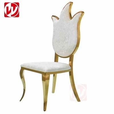 2022 Hot Selling Stainless Steel Furniture Mirror Gold Leather Hotel Banquet Ballroom Wedding Chair