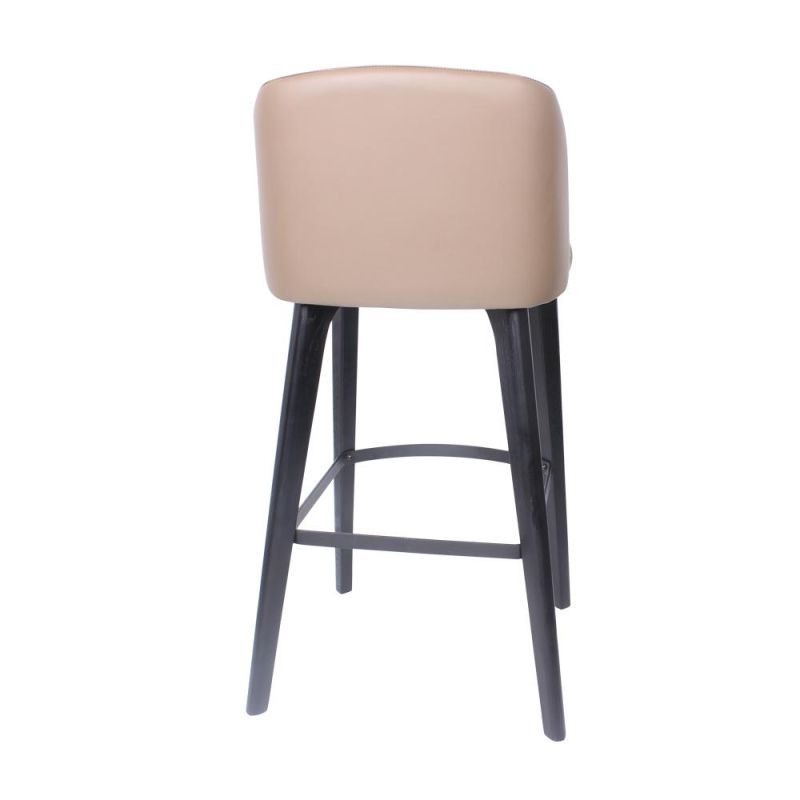 Modern Wood Bar Stool for Cafe Restaurant Leather Upholstered Counter Stool