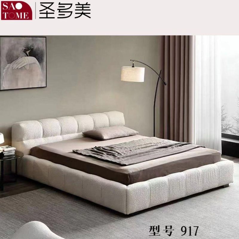Modern Luxury Hotel Bedroom Furniture Champagne Leather Double Bed